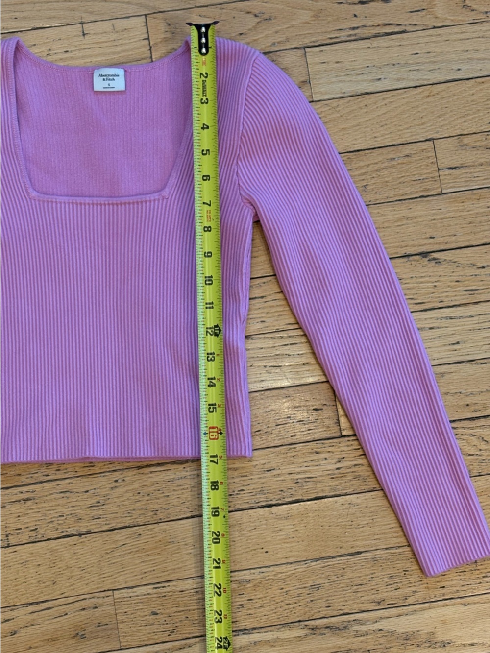 Abercrombie & Fitch Pink Ribbed Square-Neck Crop Top